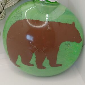 Hand Crafted Christmas Ornament Bear  Plastic Bulb